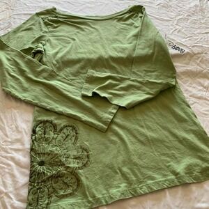 RXB Woman's Large Green Long Sleeve Cotton Tee Shirt